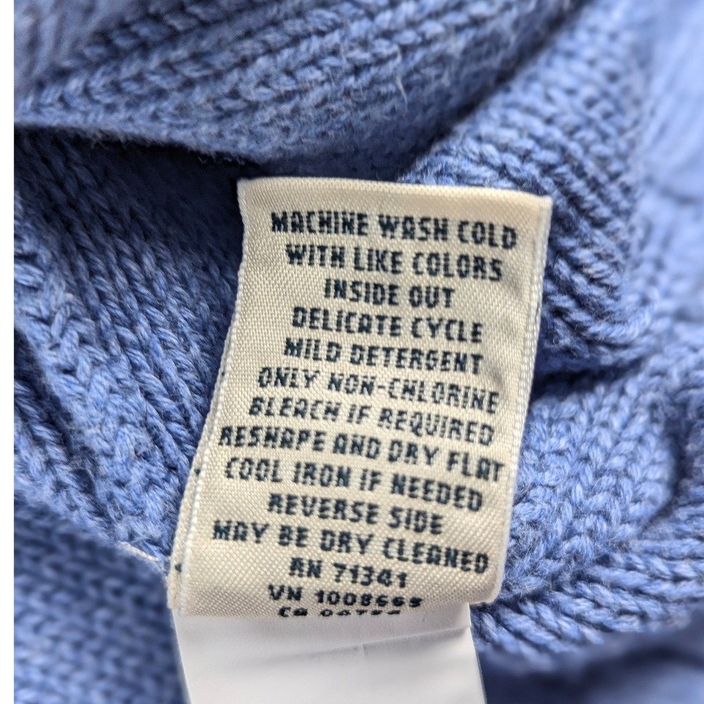 LL Bean Women XL Blue Cable Knit Full Zip Cotton Cardigan Sweater 298836 - Picture 8 of 13